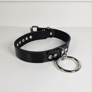 Real Patent Leather BDSM Collar, Ring Collar, Lockable bondage collar